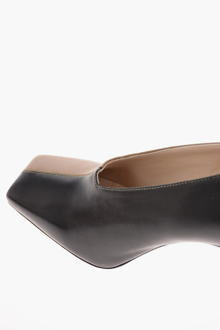 9cm leather ISA Square Toe Ankle-strap pumps