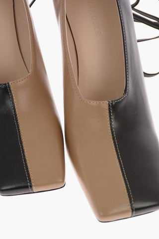 9cm leather ISA Square Toe Ankle-strap pumps