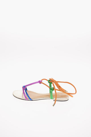 leather Lace Up REBECCA T-strap sandals