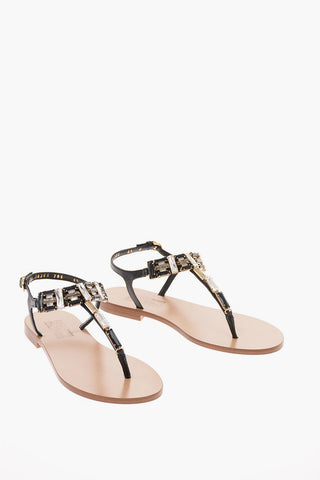 leather GELSINO thong sandals with jewel details