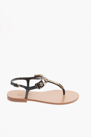 leather GELSINO thong sandals with jewel details