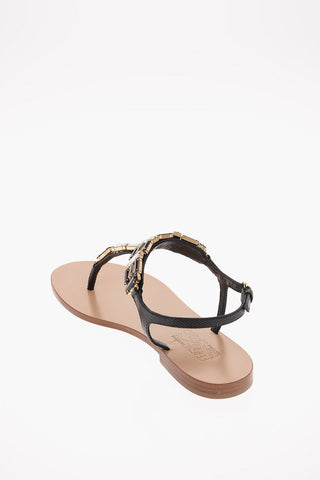 leather GELSINO thong sandals with jewel details