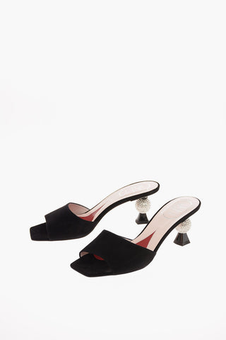 6.5 cm suede leather and rhinestone embellished VIVIER MARLENE Mules
