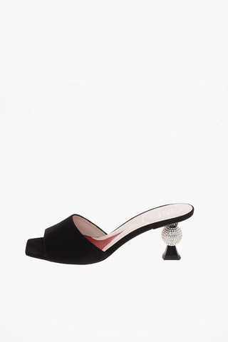 6.5 cm suede leather and rhinestone embellished VIVIER MARLENE Mules