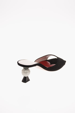 6.5 cm suede leather and rhinestone embellished VIVIER MARLENE Mules