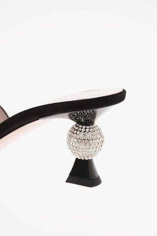 6.5 cm suede leather and rhinestone embellished VIVIER MARLENE Mules