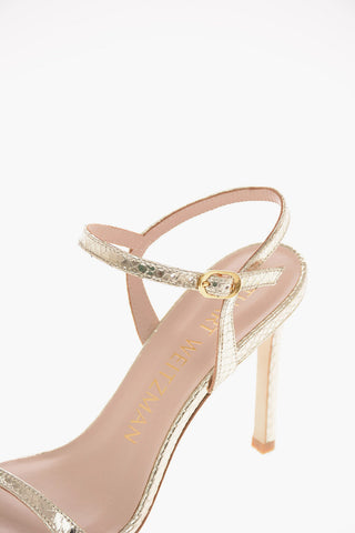 9.5 cm snake print leather ALONZA 95 Ankle-strap sandals