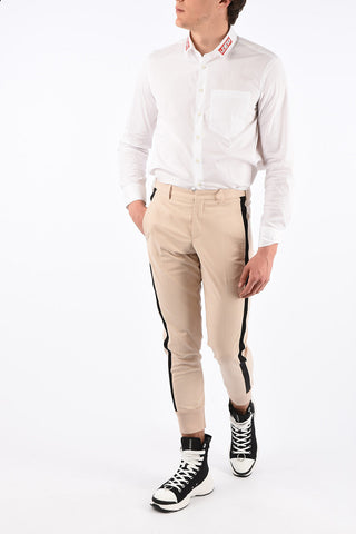 slim fit piping pants