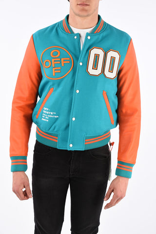 Giubbotto Varsity con Dettagli in Pelle