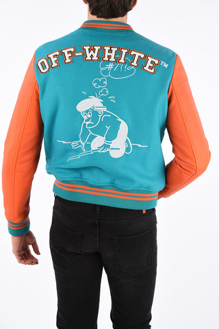 Giubbotto Varsity con Dettagli in Pelle