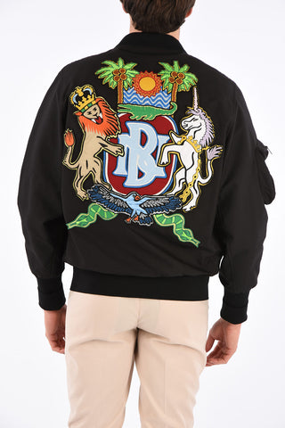 embroidered bomber with zip
