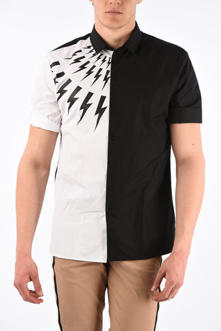 Thunderbolt Print two-tone Shirt