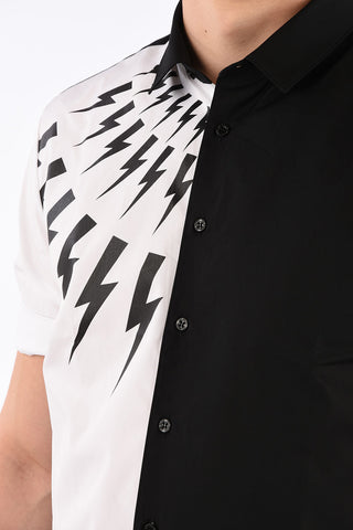 Thunderbolt Print two-tone Shirt