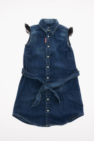 Stretch Denim Belted Shirtdress
