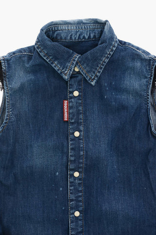 Stretch Denim Belted Shirtdress