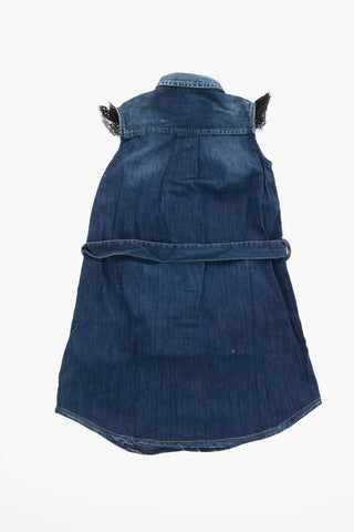 Stretch Denim Belted Shirtdress