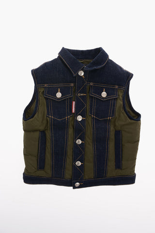 Denim Details Sleeveless Jacket