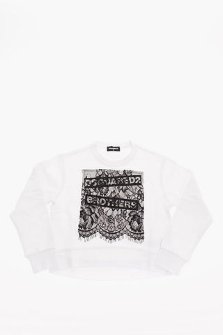 Crewneck Sweatshirt with Lace Details