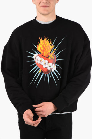 Sacred Heart Print Crewneck Sweatshirt