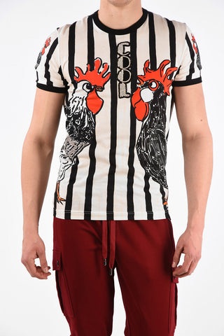 T-Shirt Stripe ROOSTER Con Ricamo 