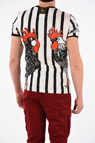 T-Shirt Stripe ROOSTER Con Ricamo 