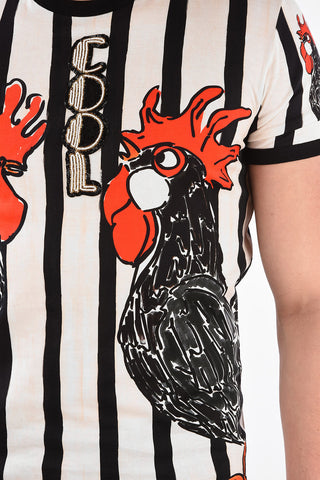T-Shirt Stripe ROOSTER Con Ricamo 