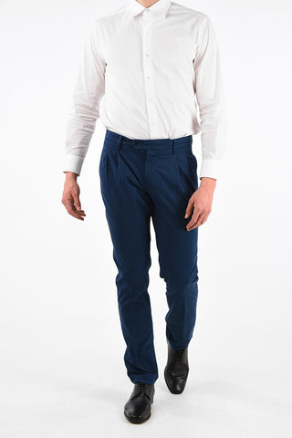 Stretch Cotton PERKINS Double Pleat Pants