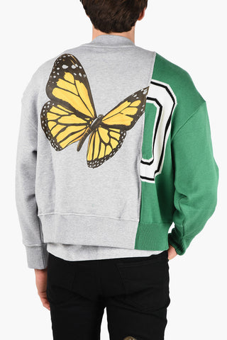 Butterfly Print Sweatshirt with Knit Details