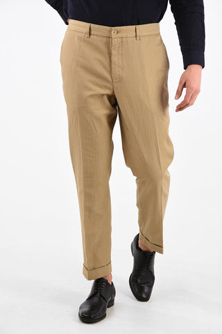 Cotton and Linen DOVER Stright Fit Pants with Jetted Pockets