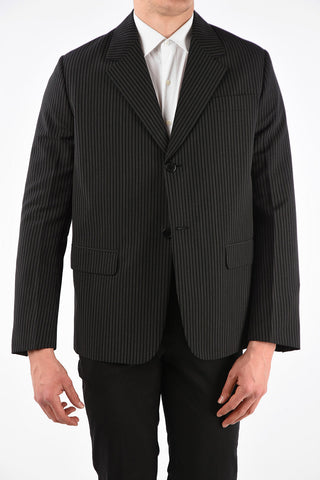 Pencil Striped Virgin Wool Notch Lapel Blazer