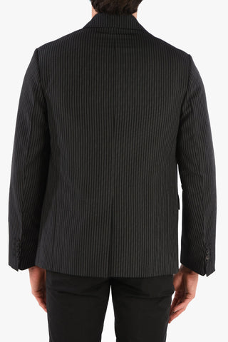 Pencil Striped Virgin Wool Notch Lapel Blazer