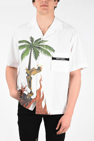 Short Sleeve BURNING SKELETON BOWLING Shirt