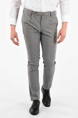 Single Pleat Thight Fit Pants with Hidden Closure