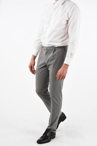 Single Pleat Thight Fit Pants with Hidden Closure
