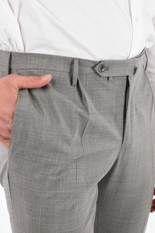 Single Pleat Thight Fit Pants with Hidden Closure