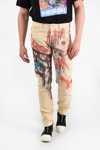 19cm Printed Frayed Hem Jeans