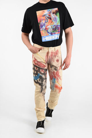 19cm Printed Frayed Hem Jeans