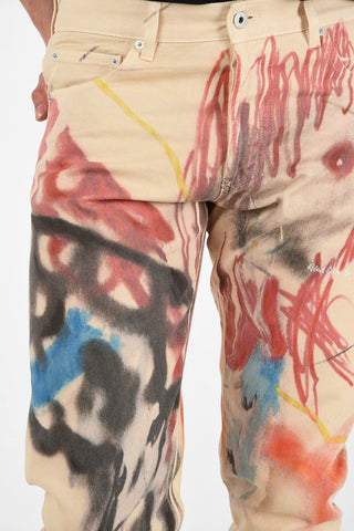 19cm Printed Frayed Hem Jeans