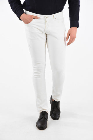 Stretch Cotton Distressed Slim Fit Jeans 17 Cm