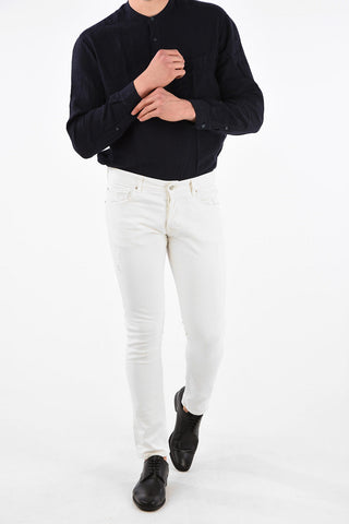 Stretch Cotton Distressed Slim Fit Jeans 17 Cm