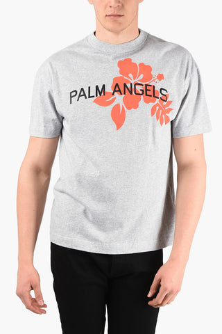 T-Shirt in Cotone con Stampa Hibiscus