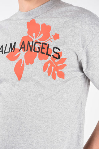 T-Shirt in Cotone con Stampa Hibiscus