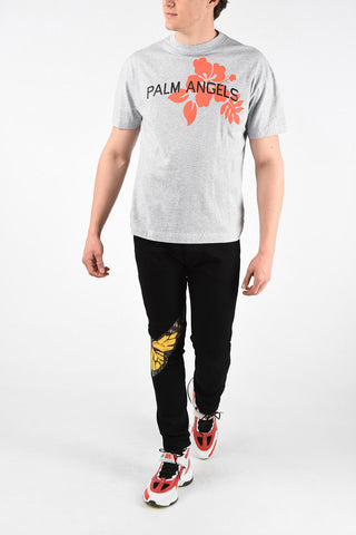 T-Shirt in Cotone con Stampa Hibiscus