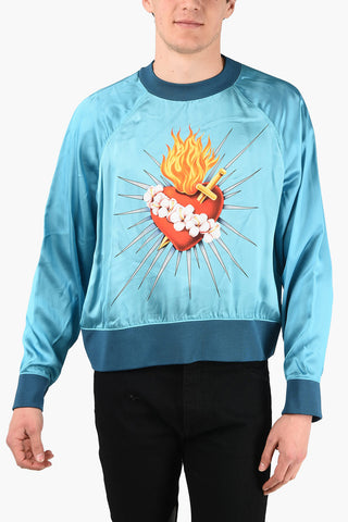Satin Sweatshirt with Sacred Heart Print