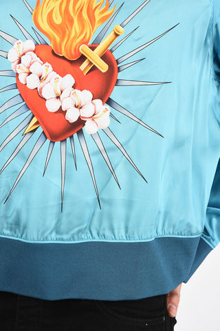 Satin Sweatshirt with Sacred Heart Print