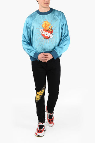 Satin Sweatshirt with Sacred Heart Print