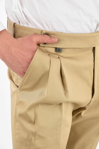 Pantaloni a Doppia Pince con Chiusura a Scomparsa 