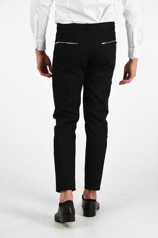 Pencil Striped Stright Fit Pants with Zipped Pockets