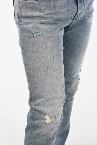 Jeans Slim Fit Distressed in Cotone Stretch 17 Cm