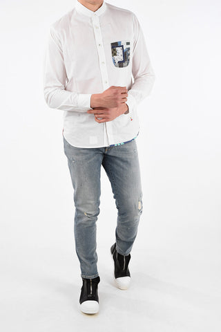 Cotton MALDIVE Collarless Shirt with Patch Pocket